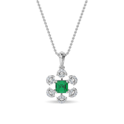 Rhinestone Round Pendant Silver Necklace