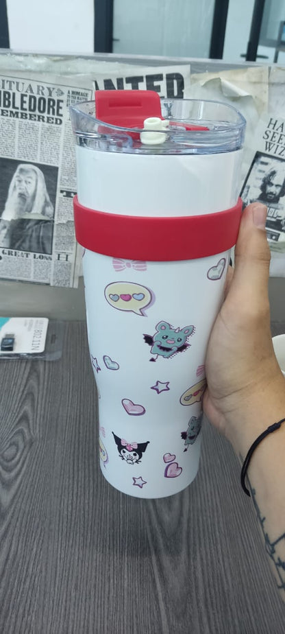 Botella Térmica Kurumi con Pajilla – Diseño Kawaii | Mundo Ofertas CR